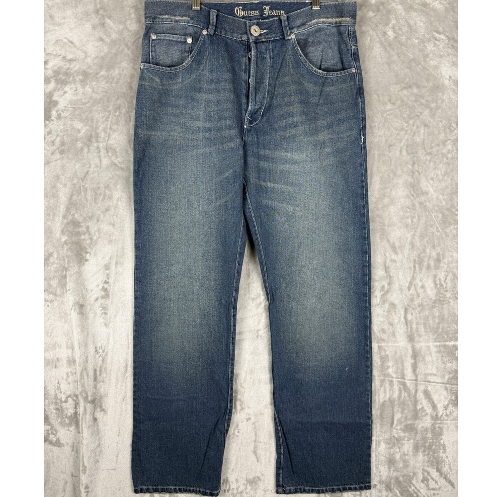 Guess Jeans Mens Medium Wash Relaxed Fit Denim Jeans Size 33